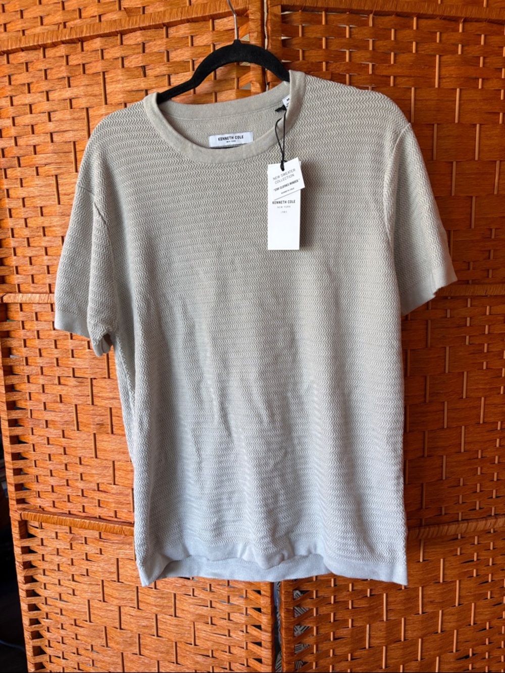 Kenneth Cole Men's Short-Sleeve Pearl Grey Knit Shirt